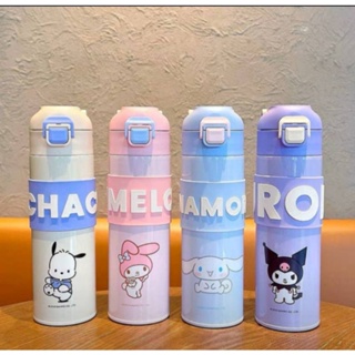 กระติกน้ำเด็ก Sanrio ขวดน้ำสูญญากาศเก็บอุณหภูมิ แบบยกดื่มฝาป็อปอัพ สีสันสดใส  ขนาดความจุ 400 ml ราคาใบละ 329 บาท