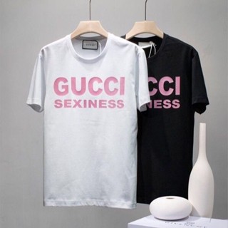 Gucci เสื้อยืดแขนสั้น พิมพ์ลายตัวอักษร แฟชั่นฤดูร้อน สําหรับผู้ชาย และผู้หญิง