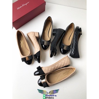 Ferra.gamo womens quilted block-heel pump slip-on elegant party street footwear size35-39