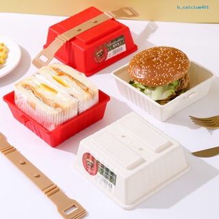 Calciwj Sandwich Box Snap-on Buckle Large Capacity Food Grade Students Bento Box Portable Hamburger