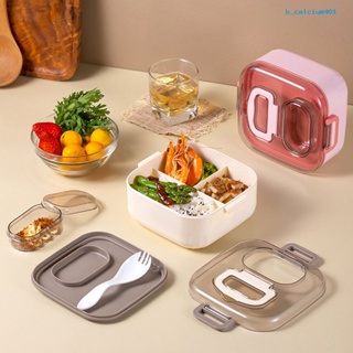 Calciwj Lunch Box with Handle Dipping Box Double Layer Microwaveable Bento Box Prevent Mix