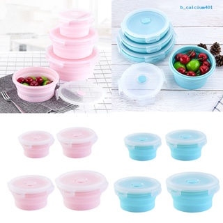Calciwj 350/500/800/1200ML Round Silicone Lunch Box Microwave Safe Foldable Sealed Lid Portable Refrigerator Bento
