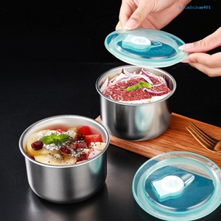 Calciwj Stainless Steel Food Storage Bowl with Sealed Lid Airtight Multifunctional Portable Round Steamed