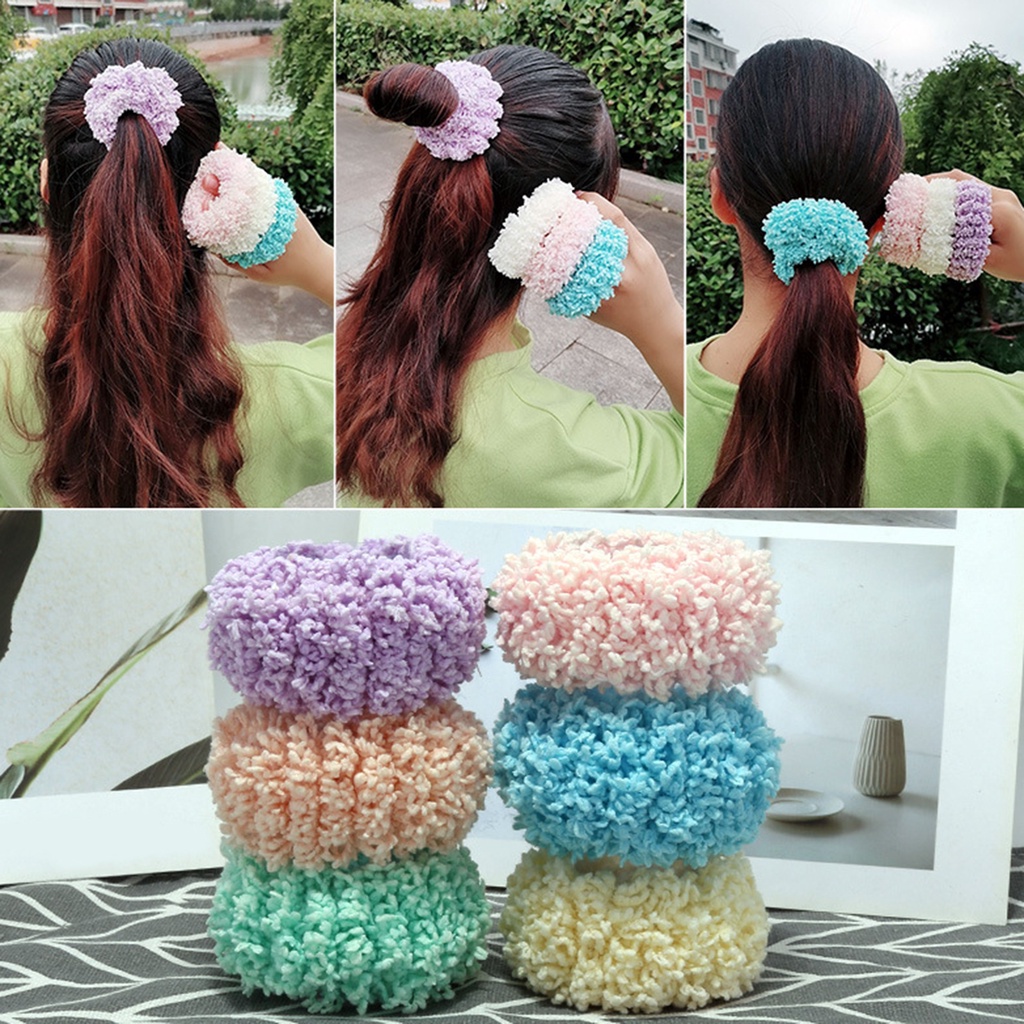 b-398-hair-band-fuzzy-high-elasticity-thickened-soft-hair-accessories-solid-color-luminous-women-hair-tie-ponytail-holder-for-work