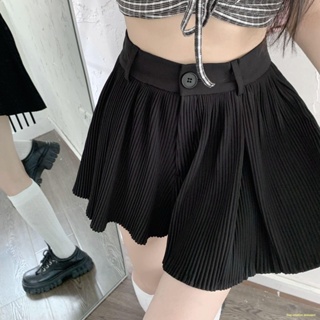 SPOT⚡Hakama New A-line Skirt Pleated Short Black กระโปรงลำลองยอดนิยมของวันนี้