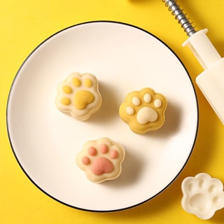 แม่พิมพ์สแตนเลส。แม่พิมพ์คุกกี้。 2022 ใหม่ Mooncake Mold Hand Press Mini Cartoon Cats Claw 30g 50G Mung Bean Cake Abr