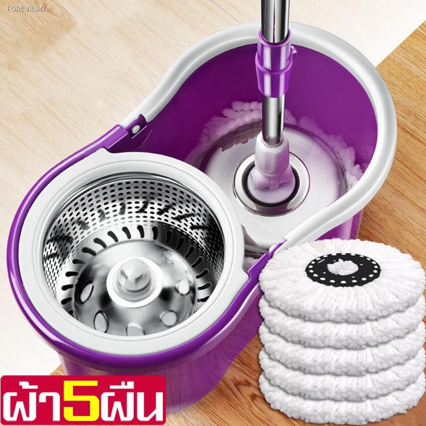 พร้อมสต็อก-ชุดไม้ถูพื้น-spin-mop-ที่ถูพื้นพร้อมถังปั่น