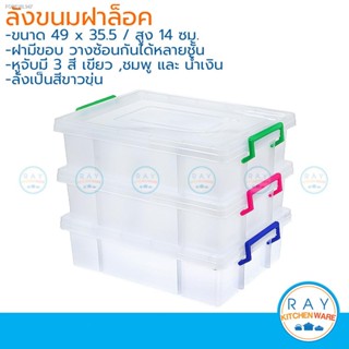 พร้อมสต็อก ลังขนมปังพลาสติก ฝาล็อค 49x35 ซม(1ใบ) ลังเบเกอรี่ ลังเก็บของ ลังฝาปิด กล่องเค้ก กล่องเก็บของ กล่องใส่เค้ก กล่