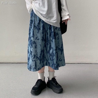 พร้อมส่ง✅ กระโปรงยีนส์ทรงเอเอวสูงหวานสดสไตล์ญี่ปุ่นสีน้ำเงินกระโปรงกระโปรงยาวปานกลางสำหรับผู้หญิง