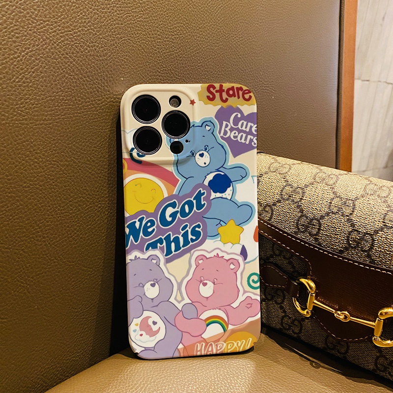 ฟิล์มแข็ง-เคส-iphone-14-pro-max-11-13-12-7plus-8-x-xs-max-แฟชั่น-รุ้ง-หมี-เคสกันกระแทก