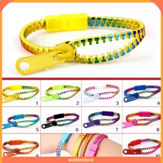 【Austinstore】สร้อยข้อมือโซ่ มีซิป สีสันสดใส สร้างสรรค์ เครื่องประดับ สําหรับนักเรียน ผู้ชาย ผู้หญิง