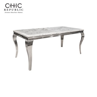 Chic Republic SANTIAGO-CH/180 MARBLE,โต๊ะทานอาหาร - สี ขาว/ชุบโครเมี่ยม