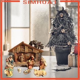 [simhoabeMY] Nativity Figurine Birth of Jesus Set Religious Shelf Home Living Room Decor