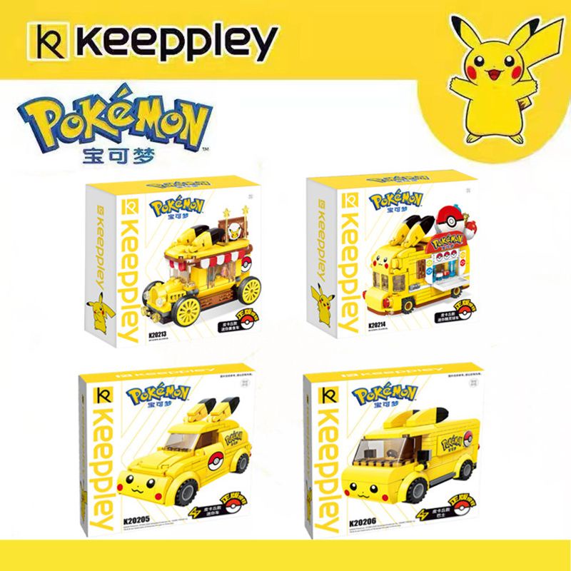 keeppley-pikachu-mini-elf-ball-food-truck-bus-เข้ากันได้กับเลโก้บล็อกตัวต่อของเล่นเด็กปริศนา