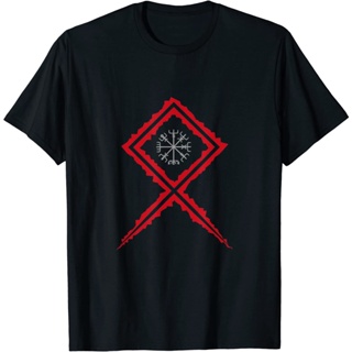 เสื้อยืด Vikings Norse Mythology Compass O Rune Pagan Asatru