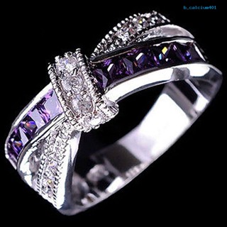 Calciumsp Ring Rhinestone Inlaid Decorative Alloy Cross Design Finger Band for Party