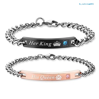 Calciumps His Queen Her King Crown Couple Lover Wristband Bracelet Bangle Jewelry Gift