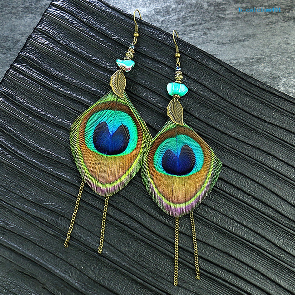 calciumps-peacock-feather-drop-earrings-ethnic-style-women-geometric-shape-circle-hook-earrings-jewelry