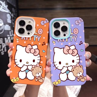 3 in 1 เคสโทรศัพท์มือถือ ซิลิโคน ลายจุด เฮลโล คิตตี้ สําหรับ iPhone 14Promax 13 12 11 7Plus X XR