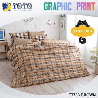 TOTO (ชุดประหยัด) ชุดผ้าปูที่นอน+ผ้านวม ลายสก็อต Scottish Pattern TT708 BROWN สีน้ำตาล #โตโต้ ชุดเครื่องนอน ผ้าปูที่นอน