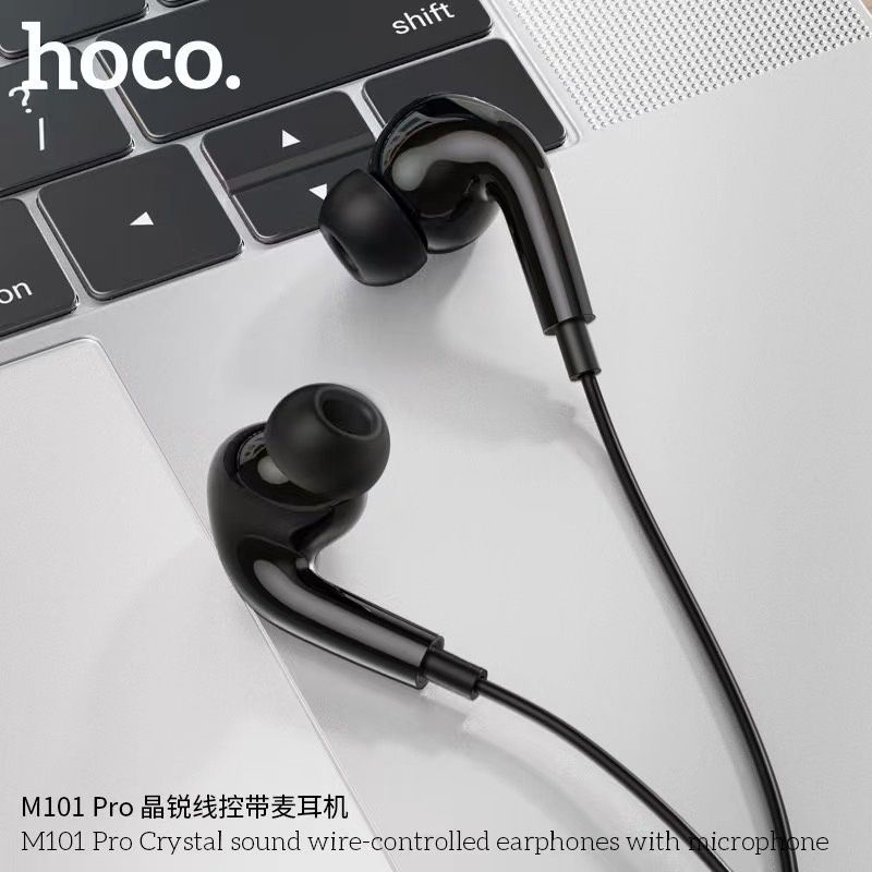 hoco-หูฟังสาย-m101-pro-อัพเกรดเสียงดี-32โอมห์-มีไมค์สมอลทอร์ค-สีใหม่-jet-black-stereo-sound