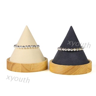 ❤❤❤ღღXY` Cone Shape Wooden Bangle Bracelet Anklet Jewelry Display Stand Ring Watch Holder yPS1