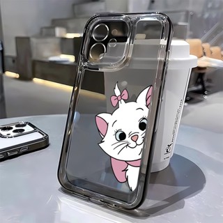 เคสโทรศัพท์มือถือแบบนิ่ม ใส กันรอยเลนส์กล้อง ลายการ์ตูนแมวแมรี่น่ารัก แฟชั่น สําหรับ iphone 14 pro max 11 12 13 7 8 Plus X XR XSMax