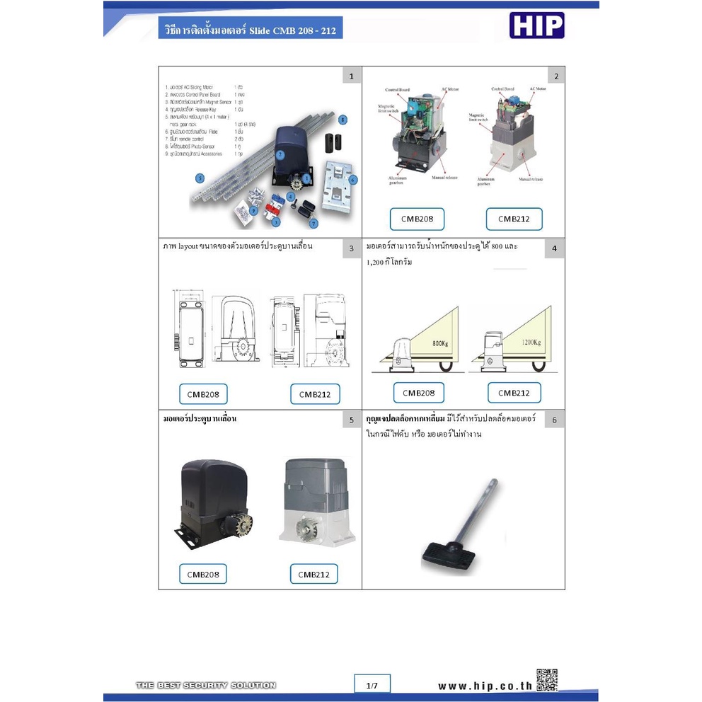 มอเตอร์ประตูรีโมท-hip-cmb208-รองรับน้ำหนักประตูถึง-800-กก-ประกันสินค้า-2-ปี