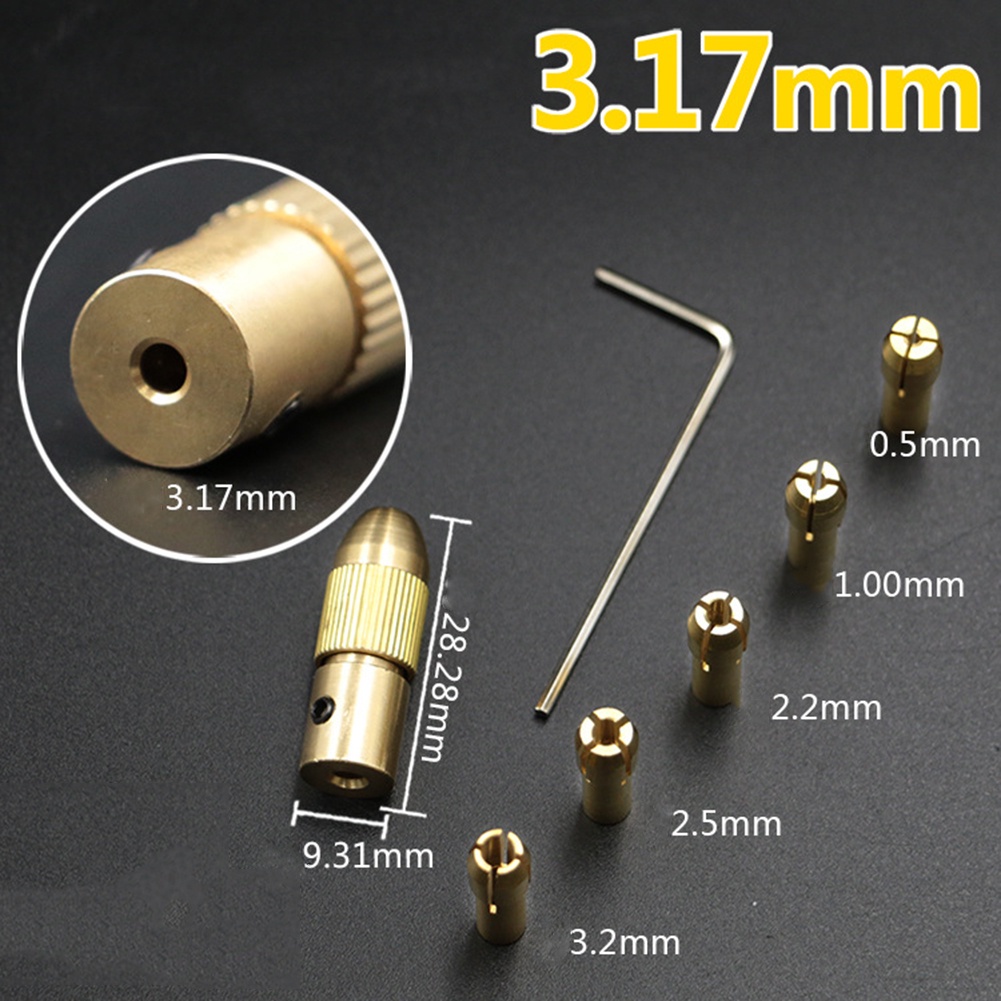 b-398-7pcs-brass-micro-twist-hobby-model-tool-metal-chuck-drill-collet-set