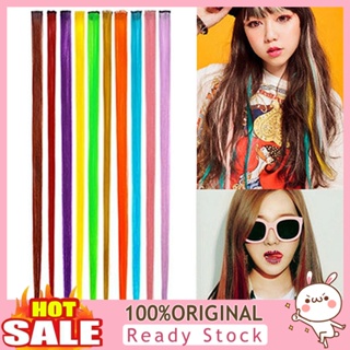 [B_398] Womens Multi-Color Long Straight Clip In Human Extensions Piece