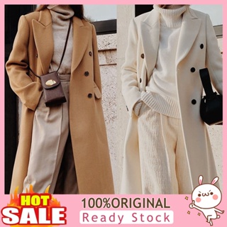 [B_398] Lapel Double Breasted Woolen Jacket Long Sleeve Color Long Woolen Elegant Coat Female Clothing