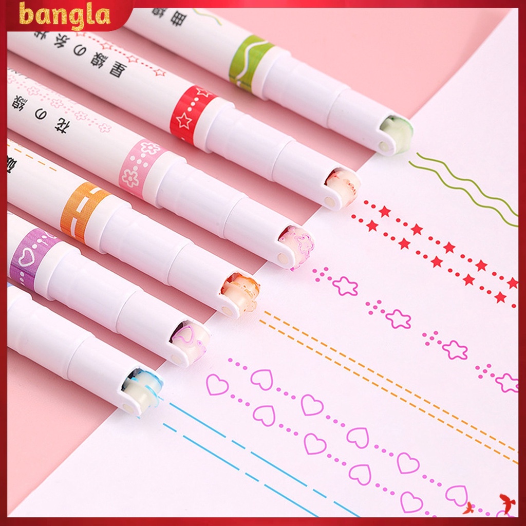 bangla-ปากกามาร์กเกอร์-หัวโค้ง-สีสดใส-6-ชิ้น