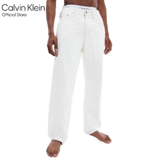 Calvin Klein กางเกงยีนส์ผู้ชาย ทรงขาตรง 90S Straight รุ่น J321443 1AA - สีขาว