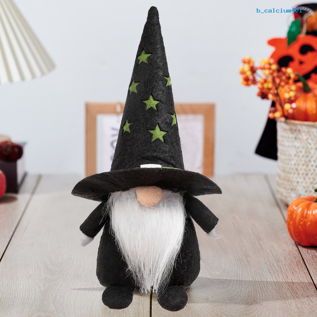 calcium-halloween-faceless-doll-handmade-hollow-out-pentagram-pointy-hat-braid-beard-design-gnome-faceless