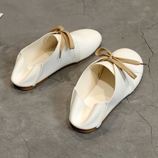 🌈เตรียมจัดส่ง🔥 แฟชั่นรอบนิ้วเท้าใหม่ฤดูร้อนรุ่นเกาหลีการออกแบบที่เรียบง่ายแบนสบาย ๆ รองเท้าเดี่ยว