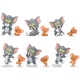 ▦▦Tom and Jerry กล่องตาบอดรูป I Love ชีส Tom Cat Jerry Mouse ตุ๊กตาเค้กเบเกอรี่ของเล่นตกแต่งรถ