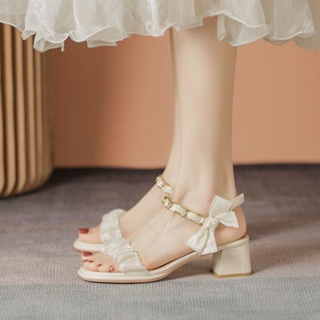 🌈เตรียมจัดส่ง🔥 รองเท้าแตะผู้หญิงฤดูร้อนแฟชั่นรุ่นเกาหลีออกแบบมินิมอลโบว์รองเท้าแตะฝรั่งเศส