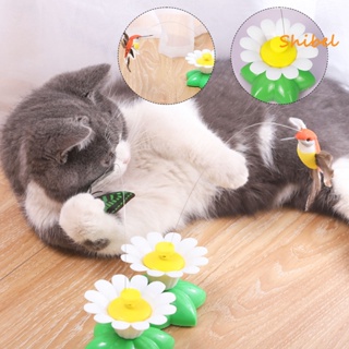 HOT_ Interactive Cat พร้อมนก 360 องศาผีเสื้อและฐานดอกไม้ Cat Teaser Pet Supplies