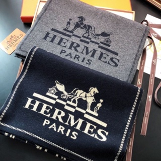 Hermes ผ้าแคชเมียร์ถักนิตติ้ง สองด้าน ให้ความอบอุ่น สไตล์ยุโรป และอเมริกา เหมาะกับฤดูใบไม้ร่วง และฤดูหนาว สําหรับผู้ชาย