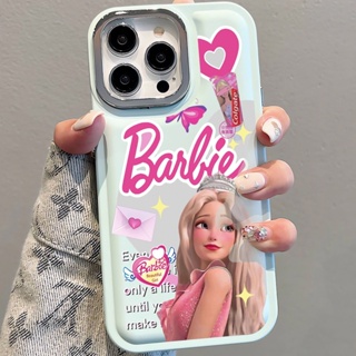 เคสโทรศัพท์มือถือ ลายบาร์บี้ เด็กผู้หญิง หัวใจ เลนส์โลหะ สําหรับ iPhone 14Promax 13 12 11 7Plus X XR xsmax