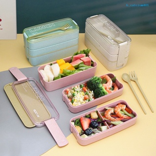 Calciwj Lunch Box Three Layers Large Capacity No Odor Mixture Great Seal Division Plate