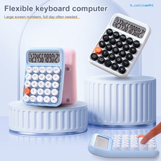 Calciwj Mechanical Switch Calculator Cute 12 Digit LCD Display Lightweight Retro Round Keys Comtable