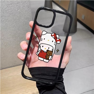 เคสโทรศัพท์มือถืออะคริลิคใส แบบแข็ง ลาย Hello Kitty น่ารัก สําหรับ iphone 14promax 11 13 12 7Plus 8 X XS Max