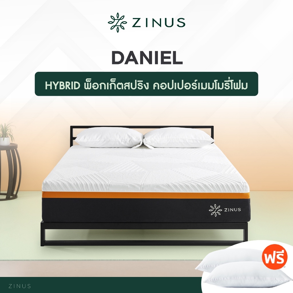 zinus-ที่นอนพ๊อกเก๊ตสปริง-รุ่น-daniel-หนา-30cm-ฟรีหมอนหนุน-ส่งฟรี