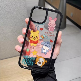 เคสโทรศัพท์มือถืออะคริลิคใส แบบแข็ง ลายการ์ตูนหมี หมู วินนี่ สําหรับ iphone 14 pro Max 11 13 12 7Plus 8 X XS Max