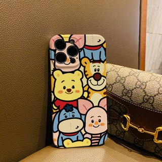 ฟิล์มแข็ง เคส iphone 14 pro Max 11 13 12 7Plus 8 X XS Max การ์ตูนหมีพูห์น่ารัก กันกระแทก