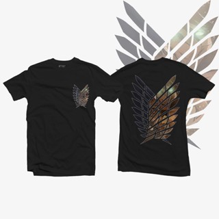 เสื้อยืด สะดวกสบาย ◕เสื้ออนิเมะ Attack on Titan Scouting Regiment v2 ผ้าฝ้ายพิมพ์ลายอนิเมะแขนสั้น