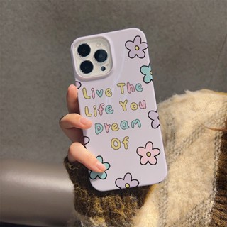 ฟิล์มแข็ง เคส iphone 14 pro Max 11 13 12 7Plus 8 X XS Max แฟชั่น ข้อความ ดอกไม้ เคสกันกระแทก