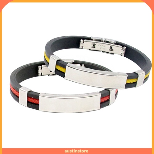 austinstore-กําไลข้อมือ-สายรัดข้อมือยาง-สเตนเลส-สุดเท่-สําหรับผู้ชาย-ผู้หญิง