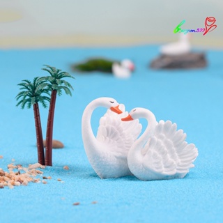 【AG】1Pc Resin Couple Swan Model DIY Miniature Landscape Garden Bonsai